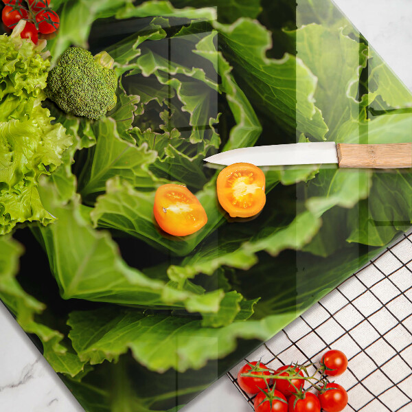 Skleněná krájecí deska Jíst listy salátu