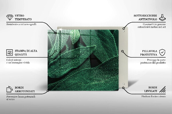 Skleněná krájecí deska Listy rostliny