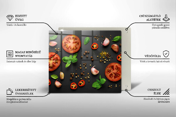 Krájecí prkénko skleněné Rajčata a koření