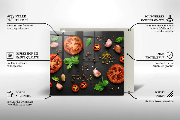 Krájecí prkénko skleněné Rajčata a koření