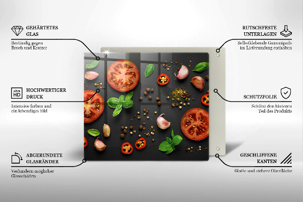 Krájecí prkénko skleněné Rajčata a koření