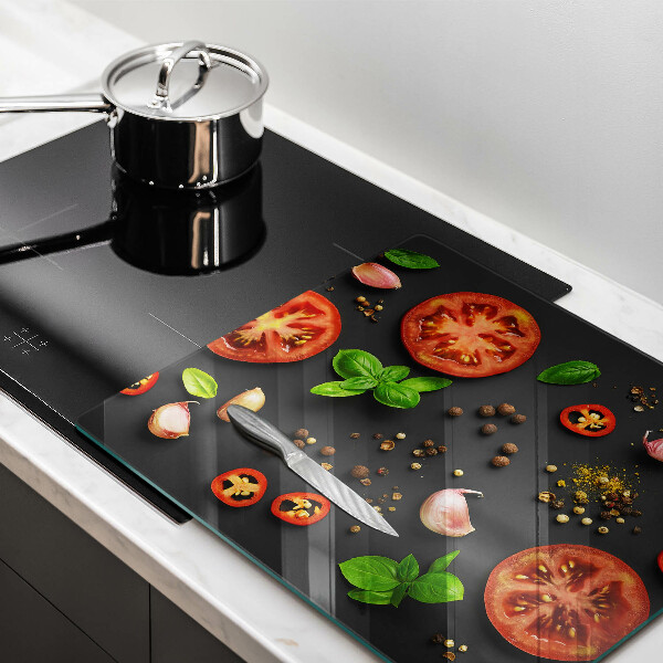 Krájecí prkénko skleněné Rajčata a koření