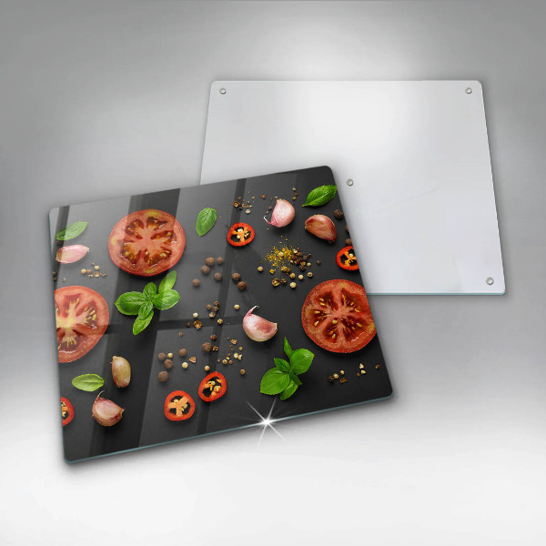 Krájecí prkénko skleněné Rajčata a koření