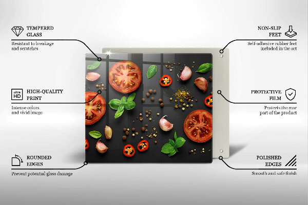 Krájecí prkénko skleněné Rajčata a koření