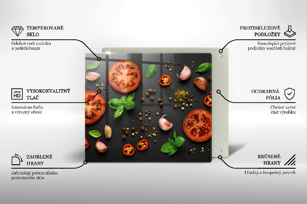 Krájecí prkénko skleněné Rajčata a koření