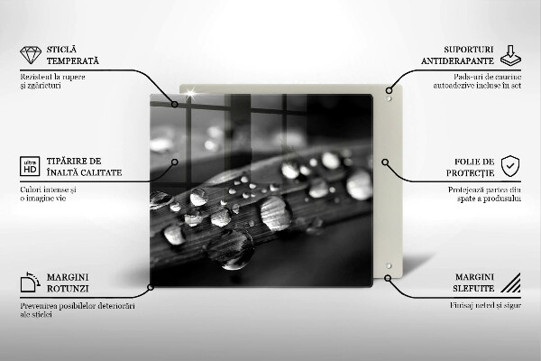 Krájecí prkénko skleněné Kapky rosy na listech