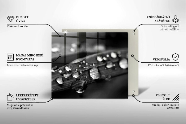 Krájecí prkénko skleněné Kapky rosy na listech