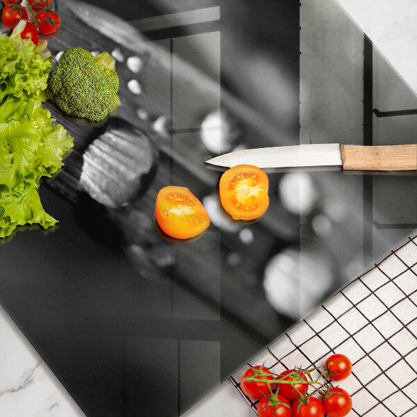 Krájecí prkénko skleněné Kapky rosy na listech