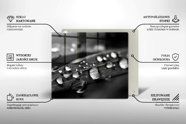 Krájecí prkénko skleněné Kapky rosy na listech