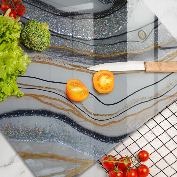 Krájecí prkénko skleněné Skála se zlatem