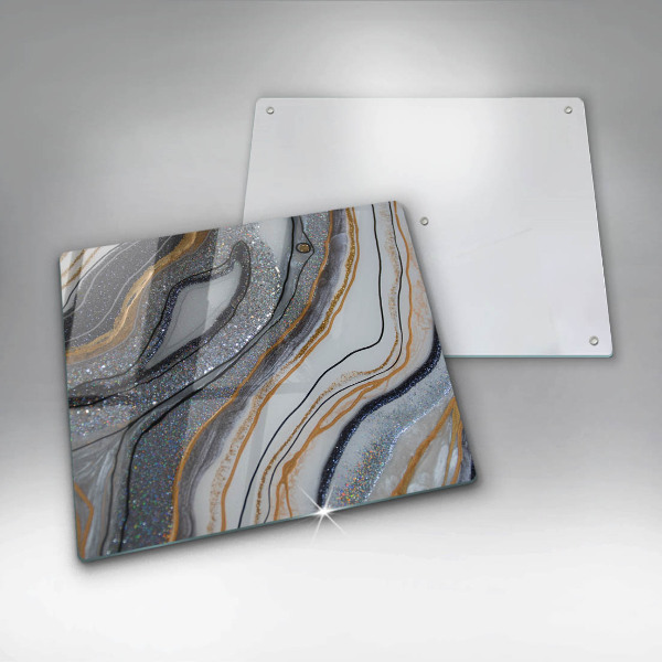 Krájecí prkénko skleněné Skála se zlatem