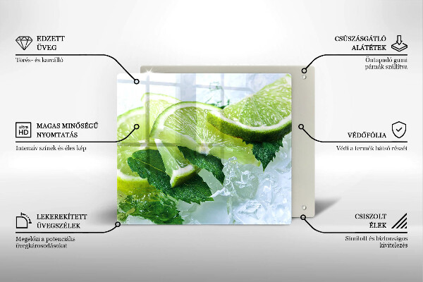 Krájecí prkénko skleněné Limetková máta a led