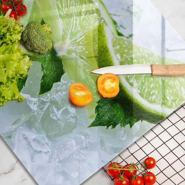 Krájecí prkénko skleněné Limetková máta a led