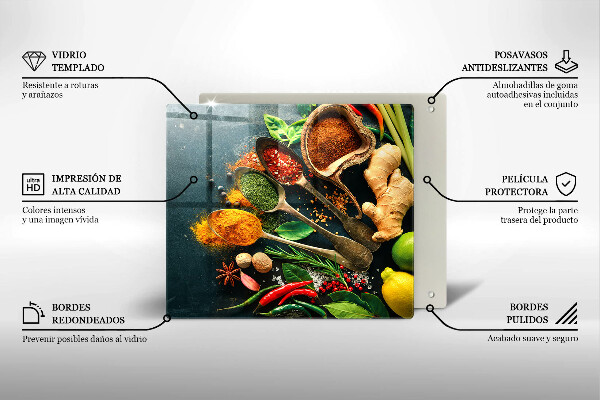 Krájecí prkénko skleněné Kuchyňské lžíce na koření