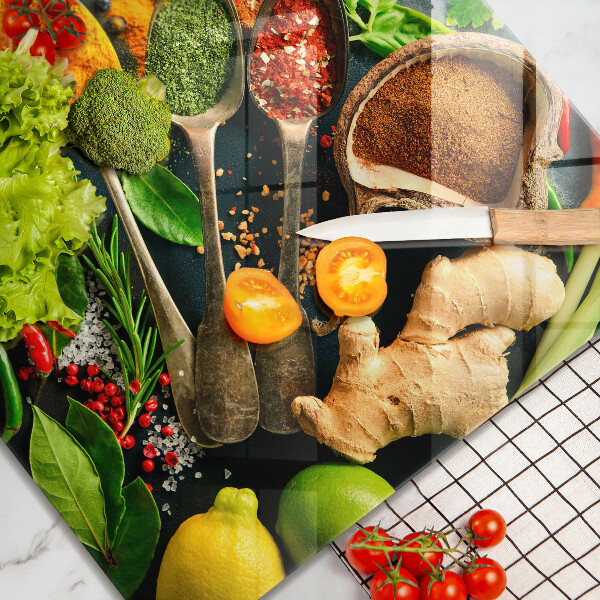 Krájecí prkénko skleněné Kuchyňské lžíce na koření