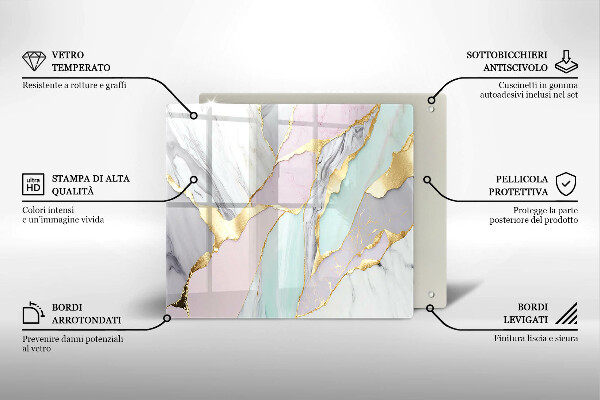 Skleněná deska do kuchyně Pastelový mramor