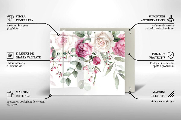 Skleněná deska do kuchyně Akvarel růže