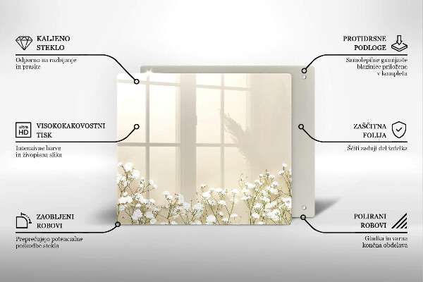 Krájecí prkénko skleněné Sádrové boho květiny