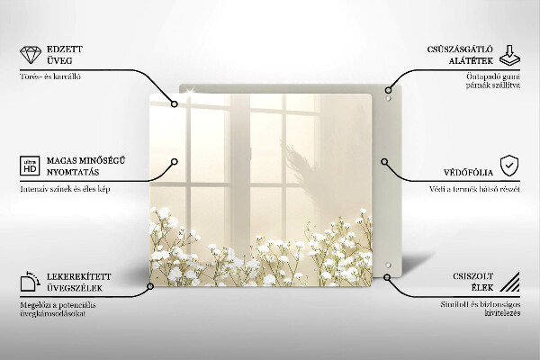 Krájecí prkénko skleněné Sádrové boho květiny