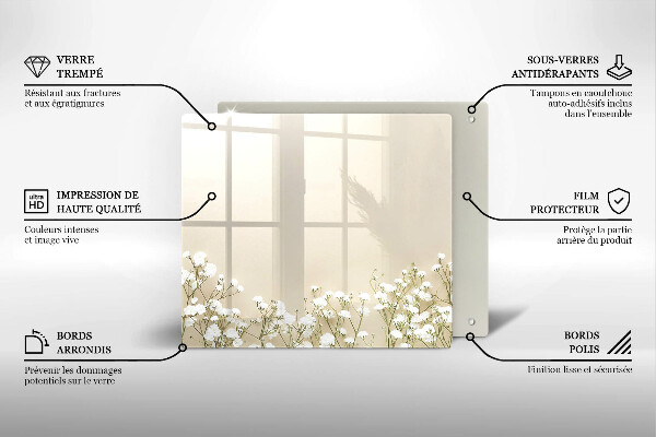 Krájecí prkénko skleněné Sádrové boho květiny