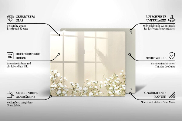 Krájecí prkénko skleněné Sádrové boho květiny