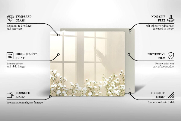 Krájecí prkénko skleněné Sádrové boho květiny