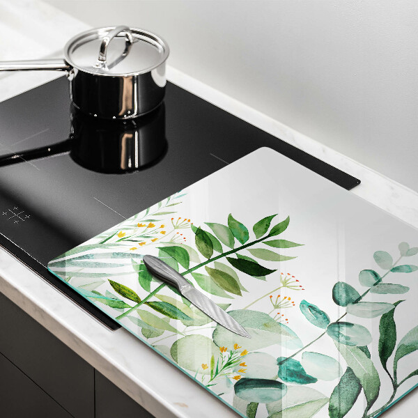 Krájecí prkénko skleněné Ilustrace rostlin listy