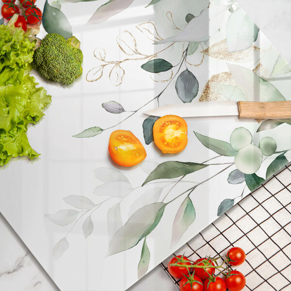 Krájecí prkénko skleněné Akvarel listy