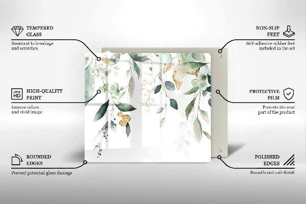 Krájecí prkénko skleněné Akvarel listy