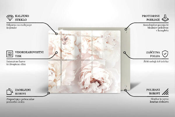 Krájecí prkénko skleněné Pastelové pivoňky