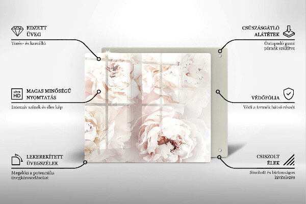 Krájecí prkénko skleněné Pastelové pivoňky