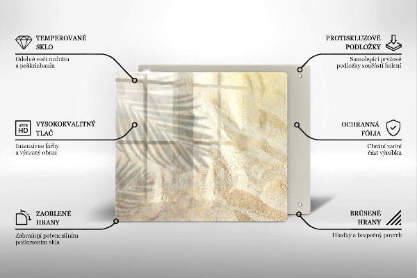 Krájecí prkénko skleněné Palmové listy a písek