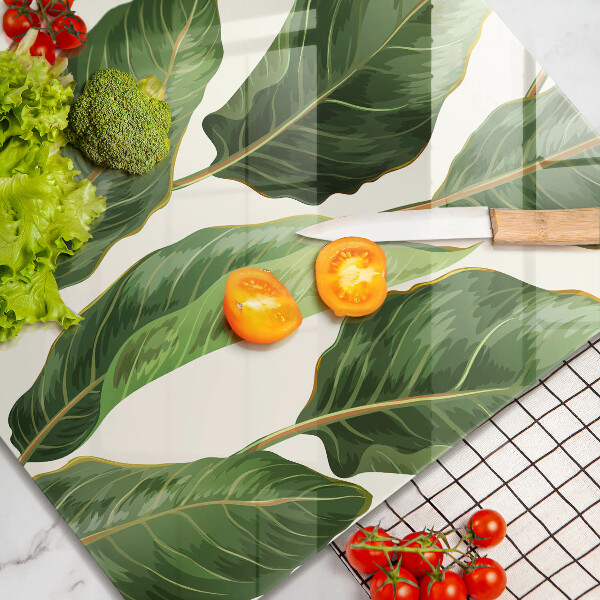 Krájecí prkénko skleněné Banánové listy