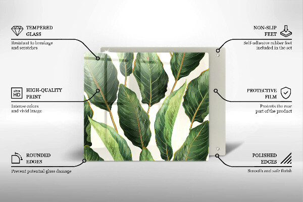 Krájecí prkénko skleněné Banánové listy