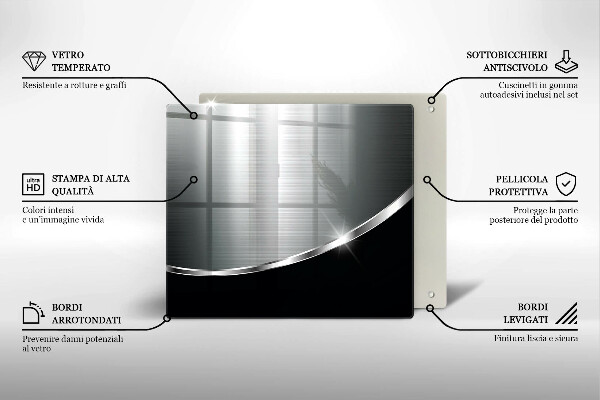 Krájecí prkénko skleněné Abstrakce s kovem
