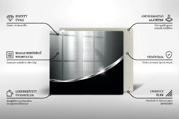 Krájecí prkénko skleněné Abstrakce s kovem