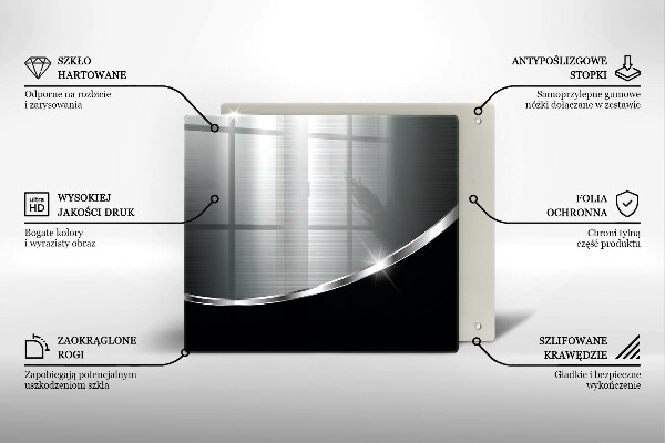 Krájecí prkénko skleněné Abstrakce s kovem
