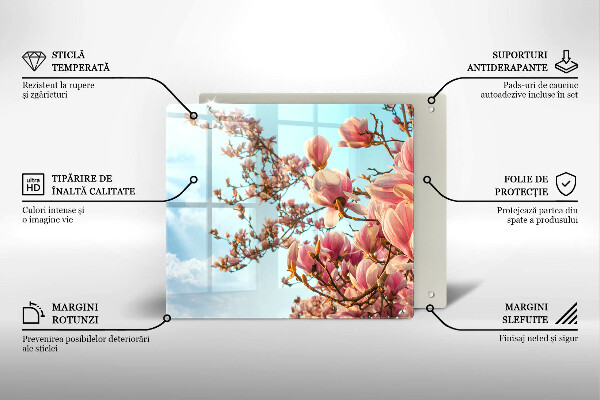 Skleněná krájecí deska Růžové květy strom