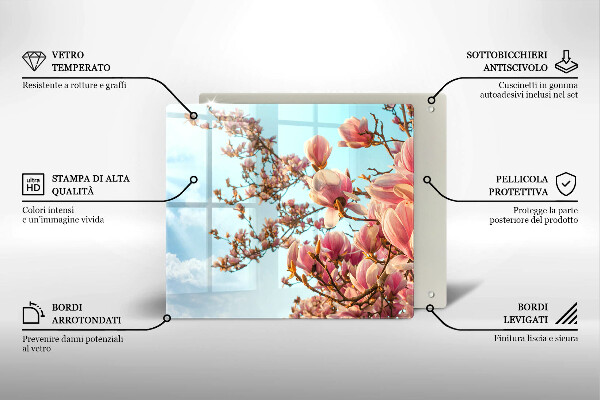 Skleněná krájecí deska Růžové květy strom