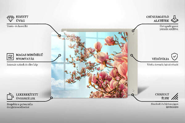 Skleněná krájecí deska Růžové květy strom