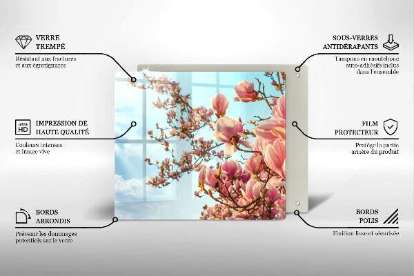 Skleněná krájecí deska Růžové květy strom