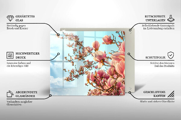 Skleněná krájecí deska Růžové květy strom