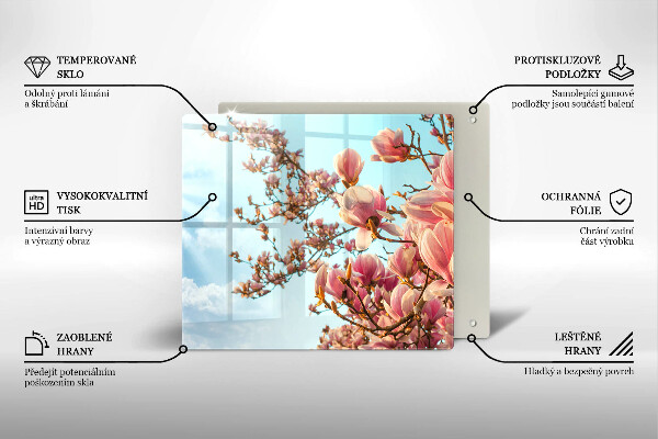 Skleněná krájecí deska Růžové květy strom