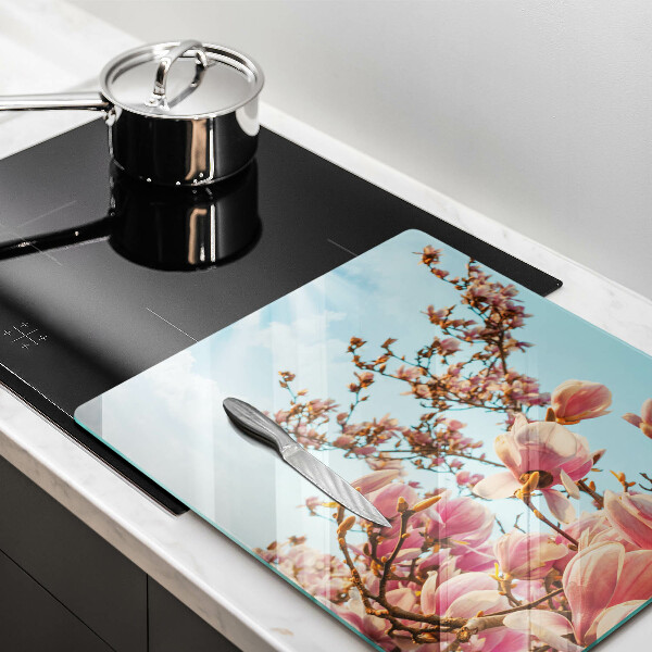 Skleněná krájecí deska Růžové květy strom