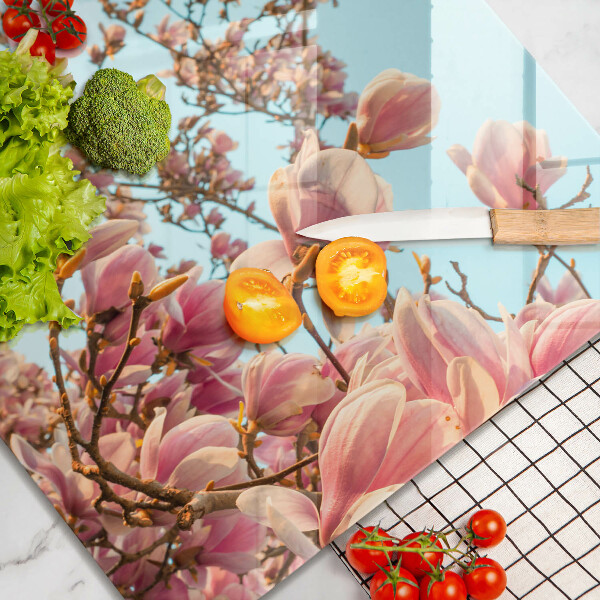 Skleněná krájecí deska Růžové květy strom