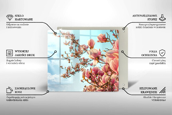 Skleněná krájecí deska Růžové květy strom