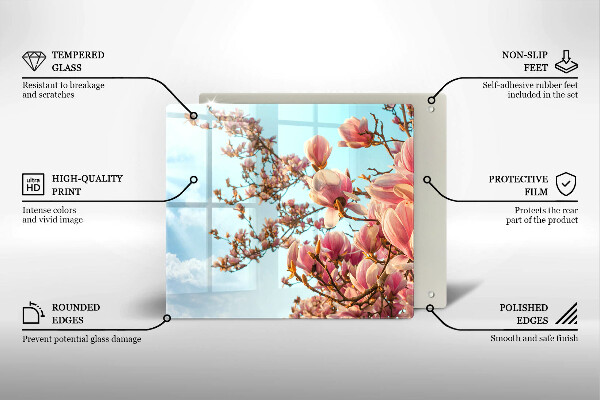 Skleněná krájecí deska Růžové květy strom