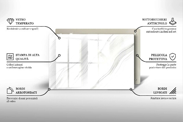 Krájecí prkénko skleněné Jemný mramor