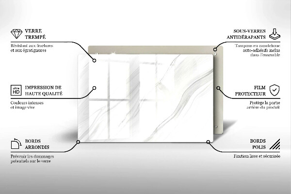 Krájecí prkénko skleněné Jemný mramor