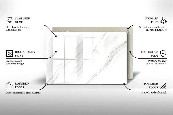 Krájecí prkénko skleněné Jemný mramor